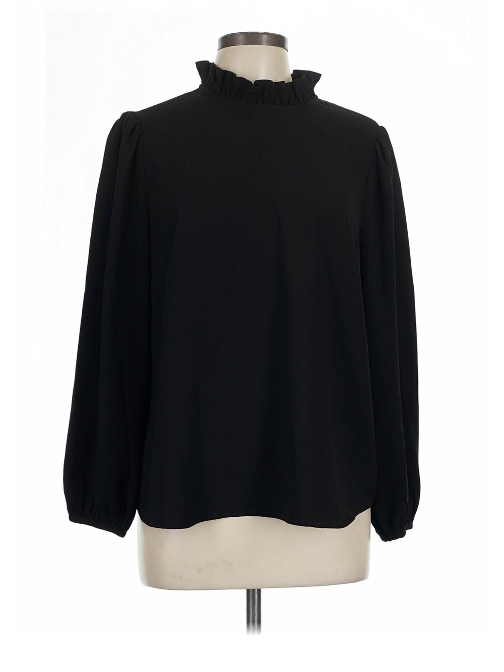 NWT J.Crew Ruffle-Neck Long-Sleeve Blouse in Black
Size XXL
